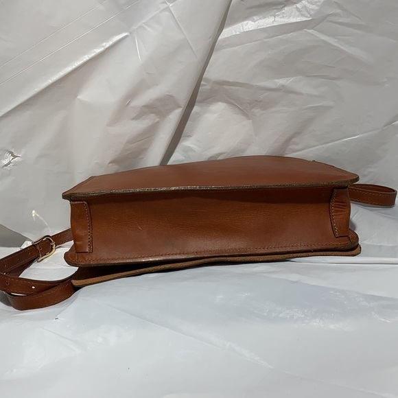 Jack Georges Cognac University Classic Crossbody Hand Bag with Twisting Lock - Picture 6 of 10